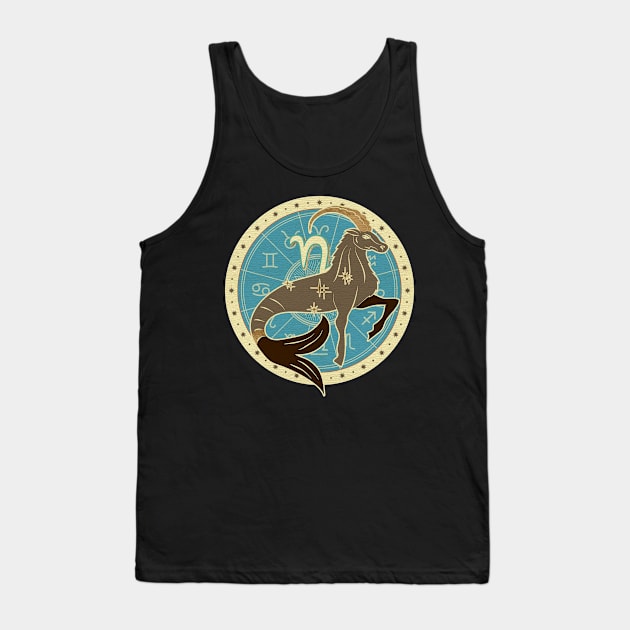 Vintage Capricorn Zodiac Art Tank Top by Nartissima